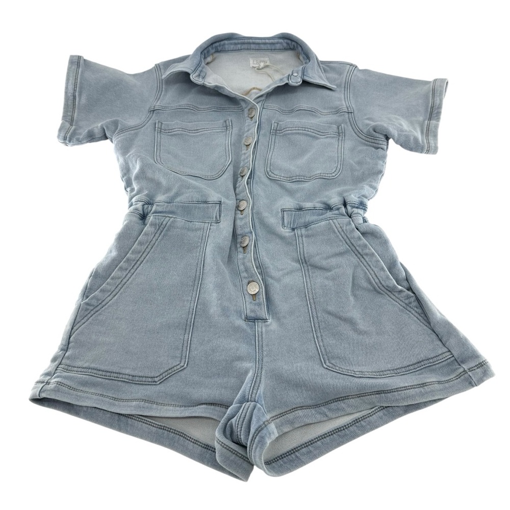 Z Supply Light Blue Denim Shorts Romper - Picture 3 of 9
